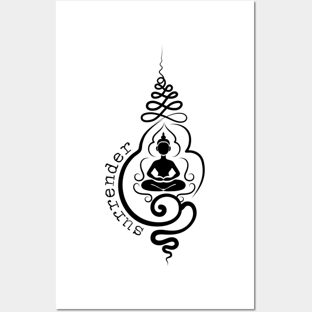 Surrender Unalome Buddha Wall Art by BhaktiCloudsApparel